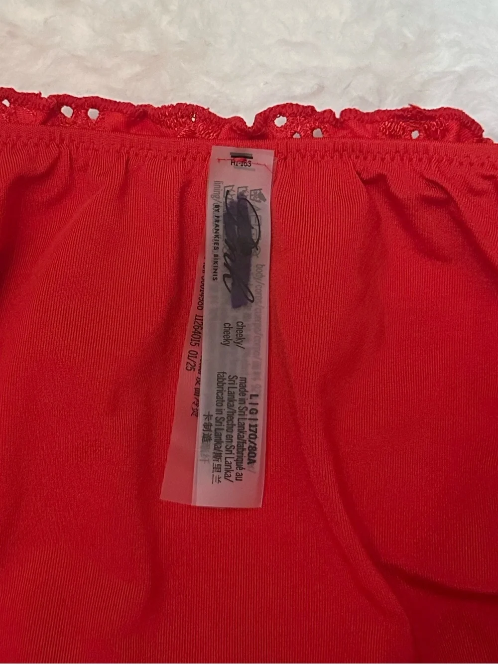 New! PINK x Frankies Bikinis Red Hudson Eyelet Cheeky Bikini Bottom 39212